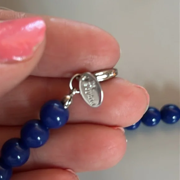 Lia Sophia Navy Blue Beaded Floral Statement Necklace - Picture 2 of 2